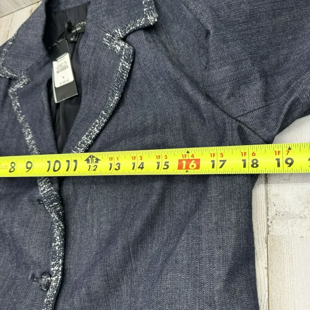 NWT Talbots Blue Chambry Trim Cotton Classic Grace Fit Blazer Sz 6 Jacket Denim
